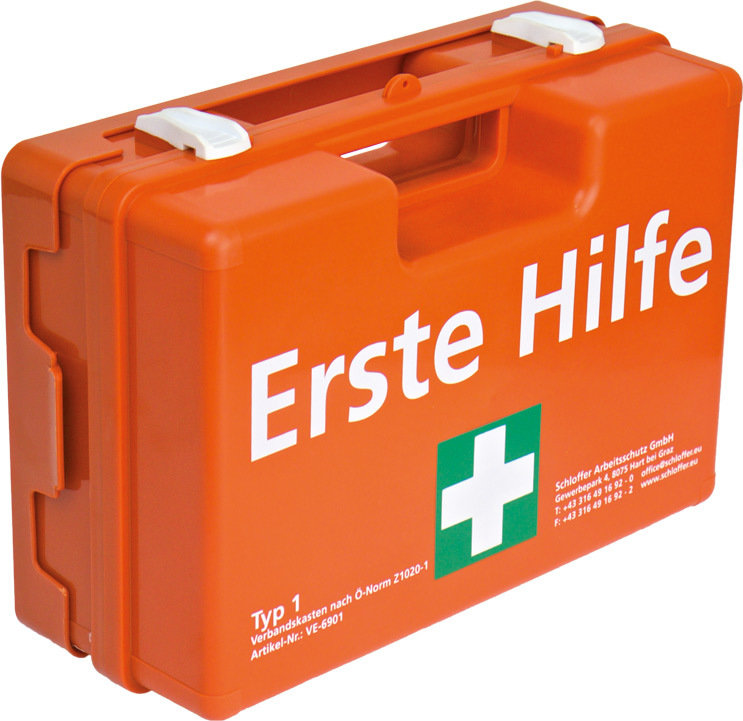 Erste Hilfe Kasten ÖNORM Z1020 Typ 1 | Notfallkoffer/Erste Hilfe Kasten  gefüllt | Verbandskasten für Betriebe, Büro, Einrichtungen & Zuhause |  inkl.