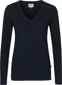 HAKRO Damen V-Pullover 134 Merino, schwarz