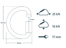 CAMP Safety Verbinder D Quick Link ALU 12 mm Technische Zeichnung