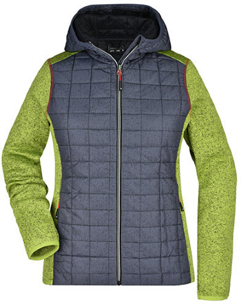 Damen Hybrid Strickjacke, kiwi meliert/anthrazit