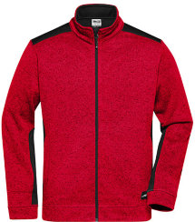 Strickfleece-Jacke, rot meliert/schwarz